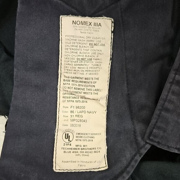 Flying Cross Uniform Pants Nomex IIIA Style F1 98200 Size 31-Reg LAPD Navy EUC - Picture 11 of 12